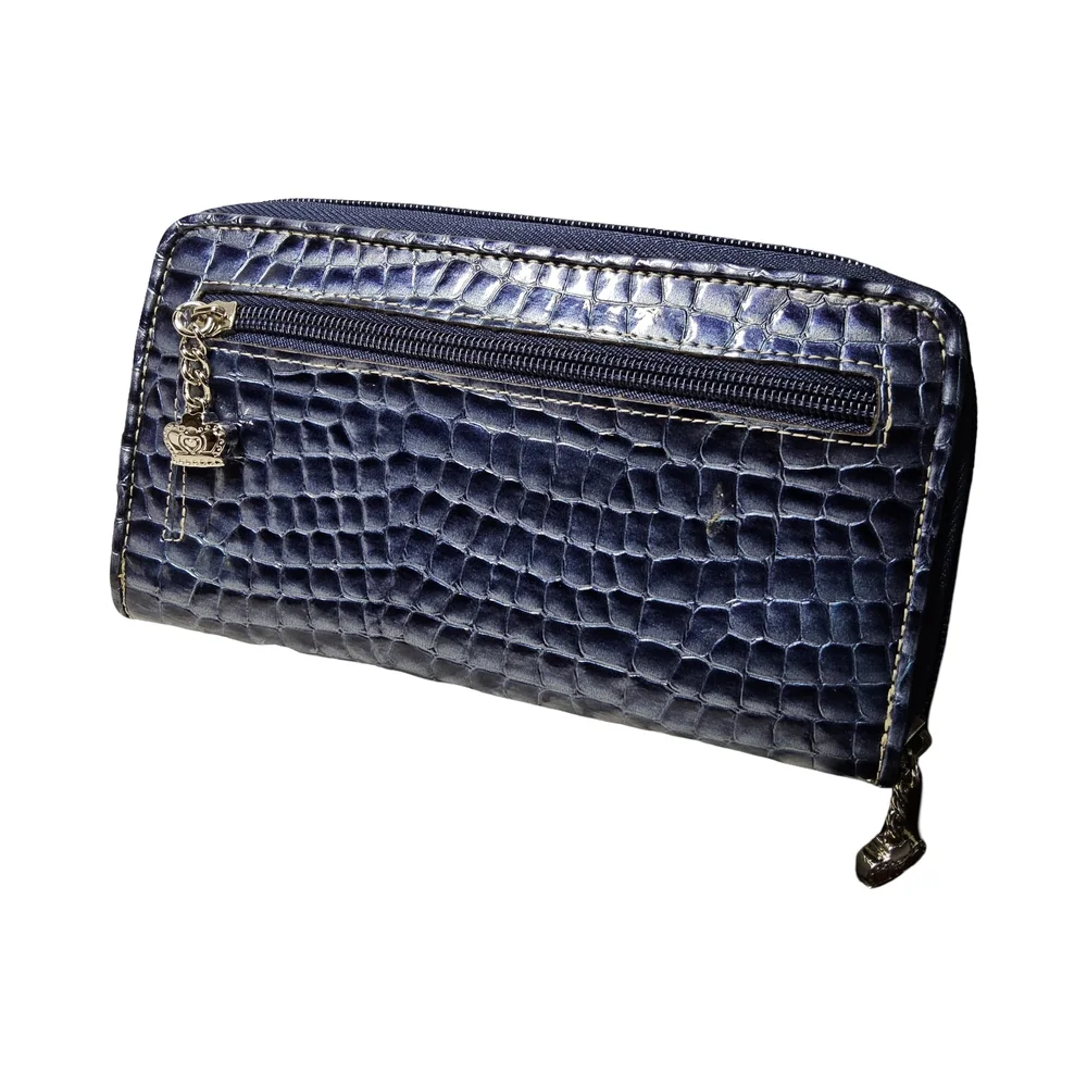 Preloved Kathy Van Zeeland Royal Blue/purple Vegan  CrocEmbossed Wallet